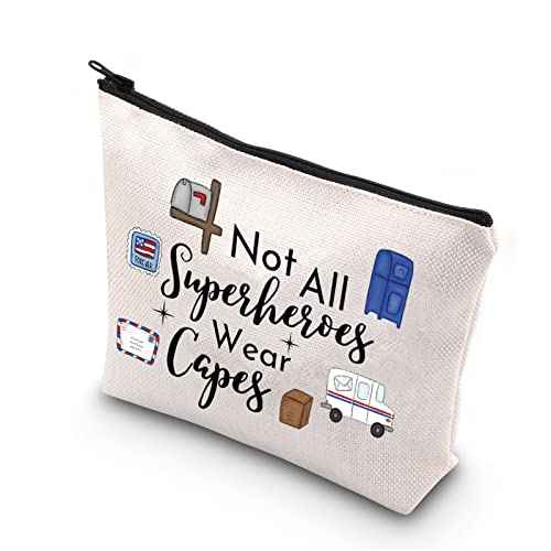 TSOTMO Mail Lady Gift Not All Superheroes Wear Capes Mailman Mail Carrier Appreciation Gift Makeup Bag (Wear capes mail lady)