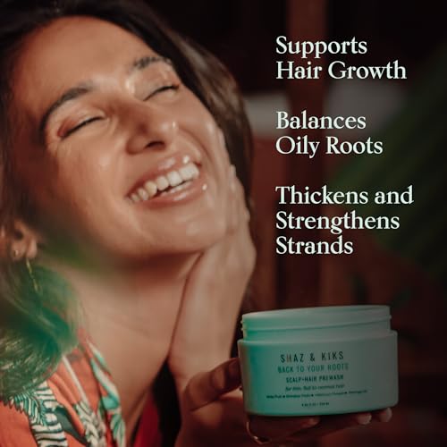 SHAZ & KIKS Essential Prewash Scalp+Hair Mask for Fine, Thin to Medium Hair | Deliver 35+ Essential Nutrients to Build Long-term Health | Stimulate Growth & Thicken Fine Strands | Color-Safe | 230ml