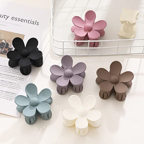 Non-Slip Large Claw Clips for Women - 3.15 Inch Matte Daisy Hair Accessories, Strong Hold for Thick and Thin Hair, 6 Pack