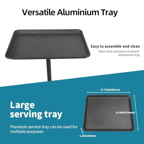 Steel Salon Tray for Hair Stylist - Attached to Chair, 360 Degree Rotating - Barber & Hairdressing Tools (Black)