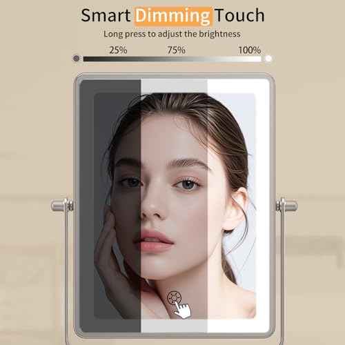 Wall Mounted Lighted Makeup Mirror, 1X/20X Magnifying 5000mAh Rechargeable Make Up Mirror with 3 Color Lights, Touch Dimmable, 360 Rotation Wall Mount Mirror Swing Arm with Tweezer and Adapter