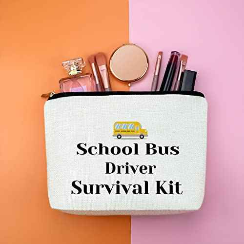 Thank You Gift for School Bus Driver Makeup Bag Appreciation School Bus Driver Gift for Woman Birthday Retirement Thanksgiving Christmas New Year Gift End of Term Gift for Her Bus Driver