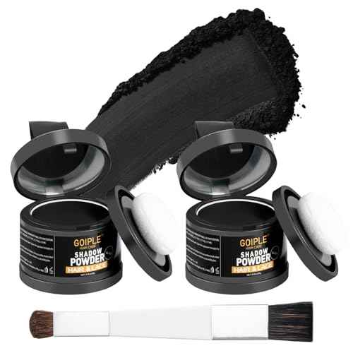 Root Cover Up Powder Hairline Powder for Women Root Touch Up Hair Color for Bald Spots, Eyebrows, Beard Line, Light-Blonde Hair Fibers for Thinning Hair Shadow Cover Up 2 Pack (Black)