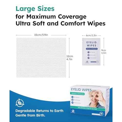 Eyelid Cleansing Wipes for Dry Eye & Blepharitis, Tea Tree Oil Hypoallergenic Eye Wipes for Sensitive Itchy Eyes, Individually Wrapped Eyelid WipesTravel Essentials (30 Count)