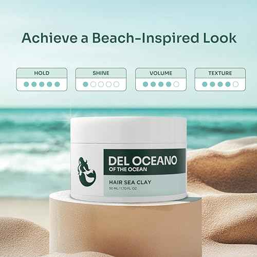 Del Oc?ano Hair Styling Sea Clay - Strong Hold, Matte Finish, Nourishing Formula Hair Clay for Men, Ideal for Hairstyling Medium, Messy, Fine Thinning Hair Styles, 2.7 oz