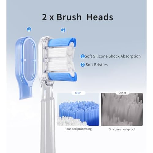Electric Toothbrush with AI Smart Display, 4 Modes with Missed Spot Detection, Pressure Sensor, 2 Mins Timer, 40¡Æ Oscillating 52000 VPM Sonic Toothbrush with Travel Case, 2 Brush Heads, IPX7