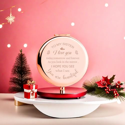 Sister Birthday Gifts Compact Mirror, Sisters Gifts from Sister, Birthday Gifts for Sister from Sister Brother Friend for Her
