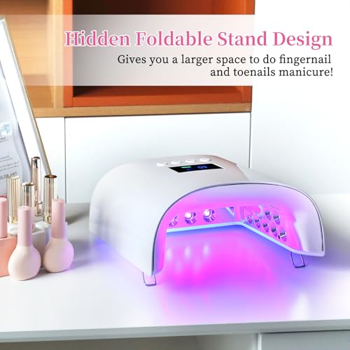 Cordless UV Nail Lamp, 96W Rechargeable UV Light for Gel Nails with Automatic Sensor & 4 Timers, Portable LED Nail Lamp, Professional Nail Dryer for Salon & Home (White)