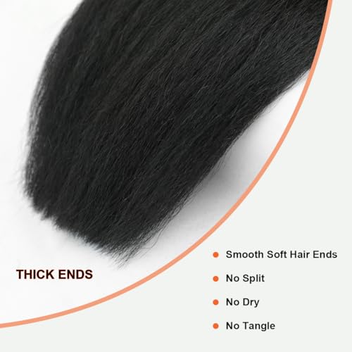 Kinky Straight Bundles Human Hair Yaki Straight Human Hair Bundles Kinkystraight 12A 100% Brazilian Virgin Bundles for Black Women Natural Black Hair Extension 12 14 16 Inch