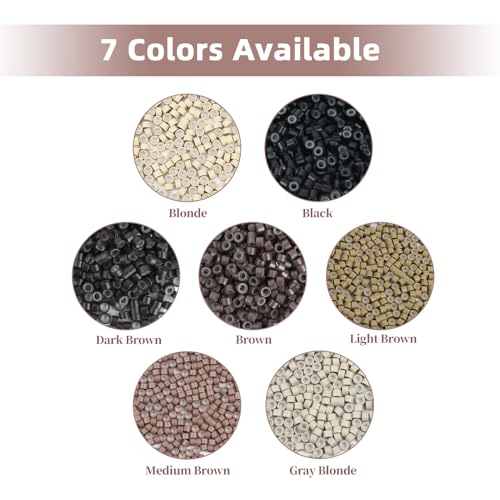 Vlasy 200Pcs 4mm Silicone Lined Micro Ring Beads for Hair Extensions 5Colors Apply (200Pcs Brown)