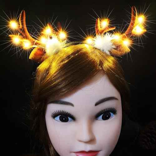 BARTOSI LED Christmas Headbands Deer Headband Deer Antler Hair Band Cute Antlers Hair Hoop Headpiece Hair Accessories