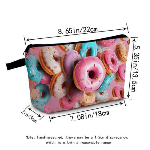 Donut Delicious Desserts Print Women Makeup Bag Small Travel Cosmetic Organizer Bag Zipper Toiletry Bag
