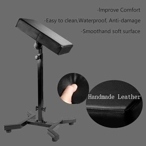 Tattoo Arm Rest, Tattoo Chair for client, Tattoo Armrest Stand, Four-corner base Stability Strongly, Adjustable Height, Thicken Soft Sponge Pad, Foldable Arm Rest