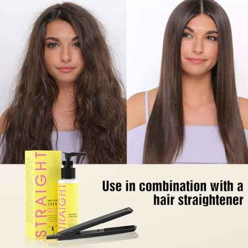 gowwim Hair Straightener Cream,Keratin Hair Treatment Straightening,Smooths Frizz, Curly Hair Becomes Straight in 5mins,Used With Hair Straightener,3.38Oz(100g£©, White
