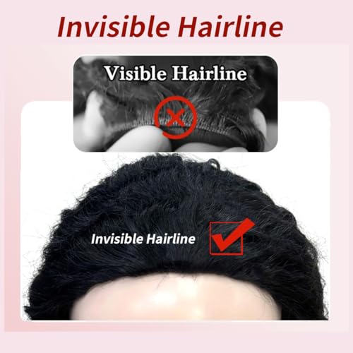 XSY Curly Half Wig Human Hair 16 Inch Kinky Curly Half Wig 200% Density 3 In 1 Drawstring Seamless Flip Over Glueless Wear and Go Half Wigs for Black Women Beginner Friendly Natural Black