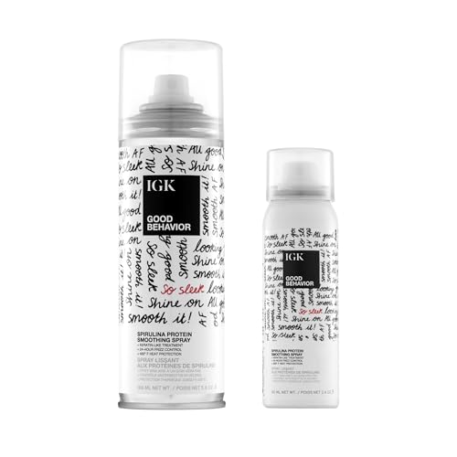 IGK GOOD BEHAVIOR Spirulina Protein Smoothing Spray | Keratin Like Treatment + Frizz Control + Heat Protectant | Vegan + Cruelty Free |
