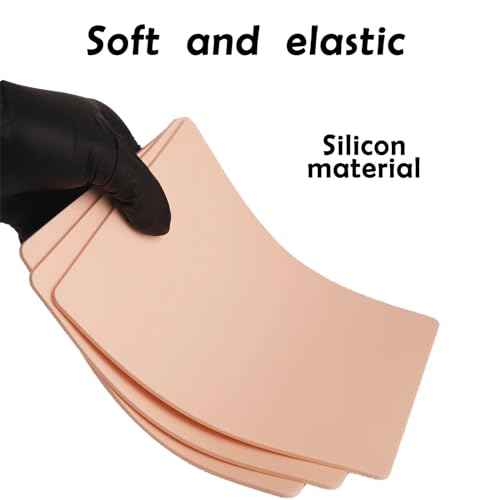 3MM Fake Tattoo Skin - 5pcs Tattoo Practice Skins Double Sides Professional Training Pad for Tattoos Training Depth Control Realistic Texture for Beginners to Professionals Tattoos Supplies