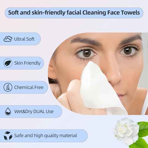 Disposable Face Towels XL,Viscose Biodegradable Large Dry Wipes,Super Soft & Thick Face Cleansing Towels,Daily Facial Tissues for Sensitive Skin, Makeup Removing,Facial Clean,Nursing,Travel (50 Count)