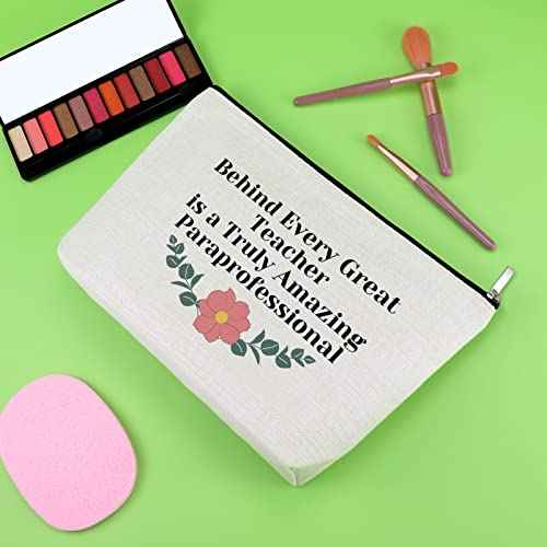 Paraeducator Appreciation Gift for Women Makeup Bag Paraprofessional Gift Thank You Gift for Para Teacher Assistant Birthday Gift Cosmetic Bag Retirement Gift Teacher Day Gift Travel Cosmetic Pouch