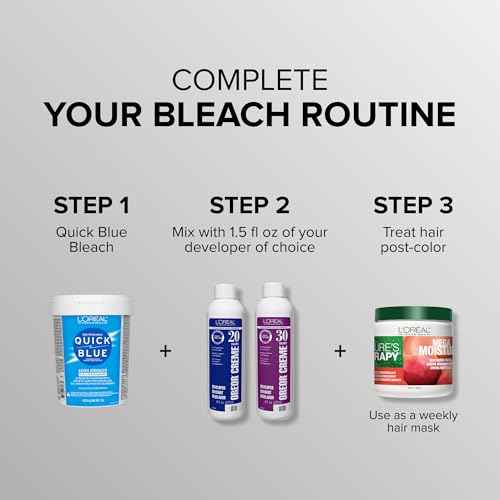 L'OREAL TECHNIQUE Quick Blue High Performance Bleach | Professional Hair Bleaching Powder | No Drip Formula | Extra Strength Lightening Action Lifts Up To 7 Levels | Single Application | 1 Pound