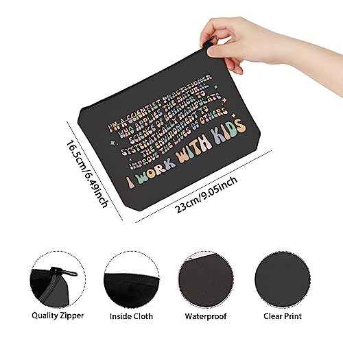 TSOTMO Applied Behavior Analysis Makeup Bag I Work With Kids Zipper Bag SPED Teacher Gift (WITH KIDS)