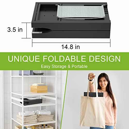 Artmalle Bathtub Caddy Tray - Expandable and Foldable Bath Tray for Tub, Luxury Bamboo Bath Caddy Tub Table, Bathtub Accessories with Book Holder and Free Soap Dish, Black