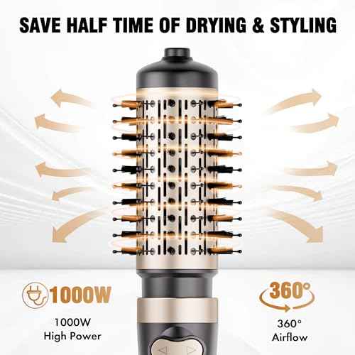 DAILYLIFE Rotating Hair Dryer Brush, Hot Air Brush with 2 Brushes (1.5" & 2"), ALCI Safety Plug and Ionic Technology, More Shine and Less Frizz