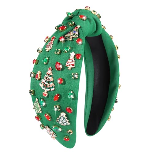 MOLOCH Christmas Headband for Women Christmas Tree Bow Snowflake Knotted Headband Jeweled Crystal Xmas Head Band Xmas Decorations Gifts