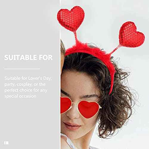 Valentines Day Heart Headband Boppers Head and Heart Shape Sunglasses for Girls Women Valentine's Day Halloween Wedding Birthday Party Gift