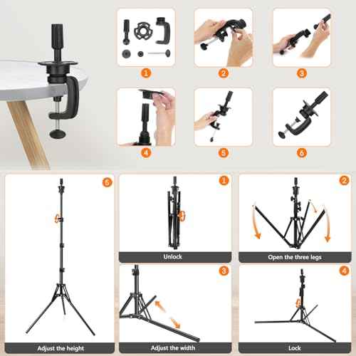 22 Inch Canvas Wig Head Mannequin Head With 63in Tripod Stand, Manikin Canvas Head Set for Wigs Making Display Styling with Tripod Table Clamp Wig Caps Pins Set Hair Brush, Clips(Beige)
