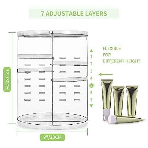 COYAHO 360 Rotating Makeup Organizer, Spinning Countertop, Cosmetic Holder Shelf, Make Up Organizers and Storage for Bedroom, Transparent