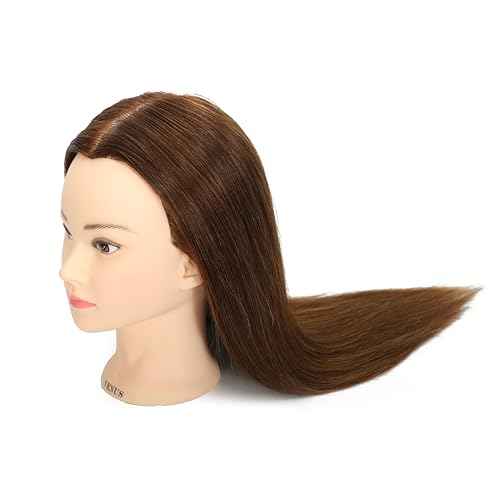 100% Human Hair Mannequin Head Hair Styling Training Head Cosmetology Manikin Head Doll Head for Hairdresser with Free Stand