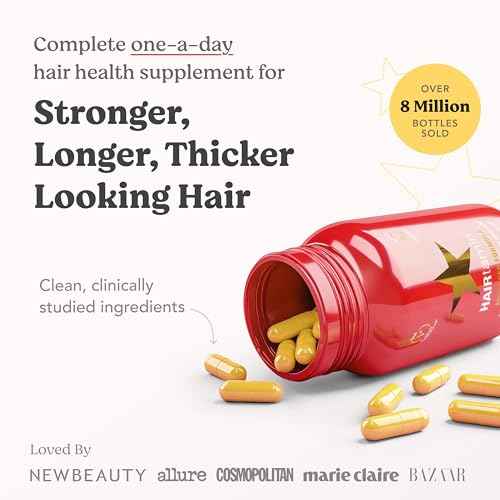 HAIRtamin Advanced Formula Hair Vitamins, Growth Supplement for Women & Men, Supports Stronger, Longer, Visibly Thicker Hair, With 5000 mcg Biotin, Vitamins & Antioxidants, 100% Vegan - 1 Month Supply