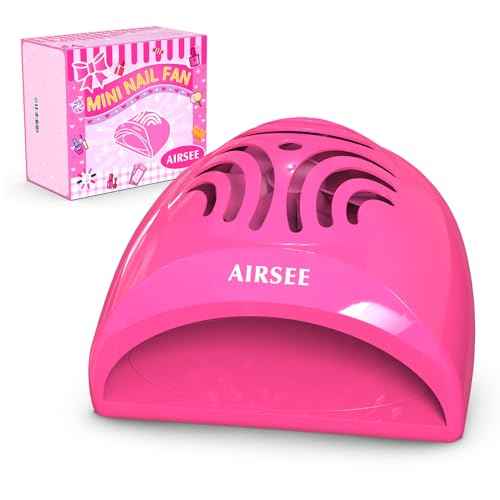AIRSEE Kids Nail Dryer, Portable Nail Dryer, Mini Nail Fan for Regular Nail Polish - Birthday, Christmas, Party Gift for Grils, Battery Operated, DIY nail art, No Harmful, Two stickers included (Pink)