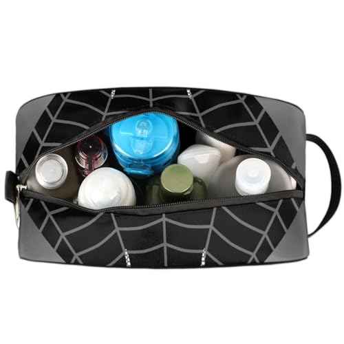 Boys Travel Toiletry Bag, Gray Web Kids Waterproof Hanging Dopp Kit, Wash Bag with Large Capacity for Travel, Sports, Shower