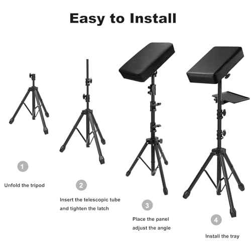 Tattoo Armrest Stand Tripod With Tray, Tattoo Arm Leg Rest Stand Height Adjustable and Tilt Black Leather Pad for Tattoo Studio