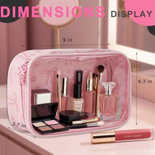 Women's bow cosmetic bag, transparent waterproof suitable for travel cute cosmetic bag girlfriend mother bridesmaid gift