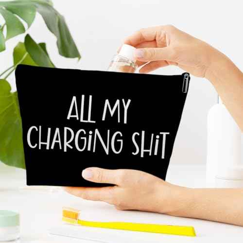 All My Charging Shit Makeup Bag, Travel Gifts for Women Female Best Friend, Cosmetic Bag for Small Travel Accessories, Girls Trip Gifts Favors