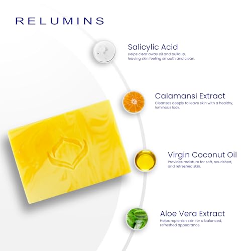 Relumins Authentic Professional Clear Soap with Calamansi & Salicylic Acid ? Holidays Deep Cleansing & Exfoliating Bar for Smooth, Refined, and Balanced Skin ? 135g x 10 Bars