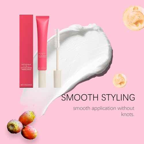 3-In-1 Hair Styling Cream, Hair Cactus Fruit 3-In-1 Styling Cream & Taming Wand, Smooth Frizz, Cactus Fruit Extract for Tames Flyaway H-air, Enhances Shine, Non-Greasy, for Women & Girls (3 PCS)