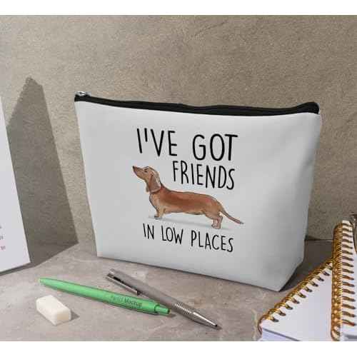 Dachshund Dog Makeup Bags,Wiener Dog gifts Leather Cosmetic Bag Zipper Pouch for Teen Girls Women,Dogs Themed Gifts Travel Organizer Zipper Pouch