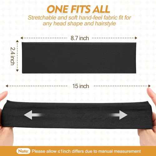 Headbands for Women and Men - 8 Pcs Black White Headband Hair Bands Accessory Stretchy Soft Fabric Sweat Head band for Workout Sport Stocking Stuffers for Men Women Husband Wife Friend Christmas Gifts