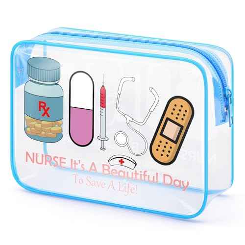 Funny Nurse Gifts for Women Clear Makeup Bag Nurse Appreciation Gifts Nurse Week Gifts for Coworkers PVC Cosmetic Bag Nurse Graduation Gift Ideas Nurse Christmas Thanksgiving Day Gifts