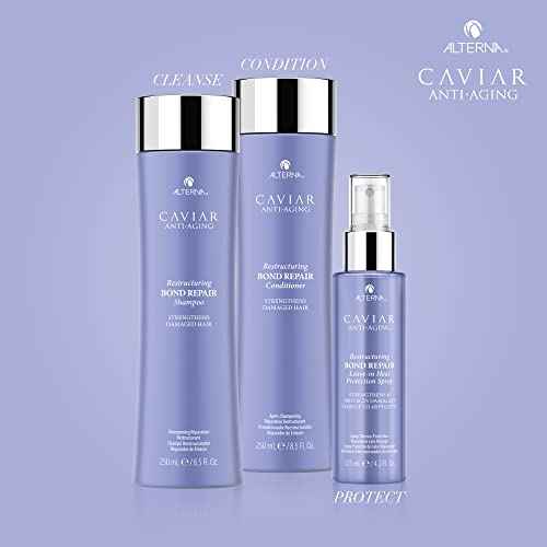 Alterna Haircare CAVIAR Anti-Aging Restructuring Bond Repair Leave-in Heat Protection Spray 4.2 Fl Oz | Strengthens and Protects Damaged Hair