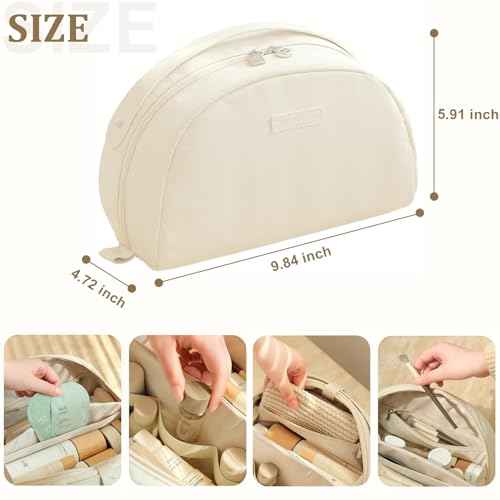 YDR Travel Makeup Bag Large Capacity,Cosmetic Bags for Women Portable Wet & Dry Pouch Open Flat Toiletry Bag with Divider Bathroom Gym