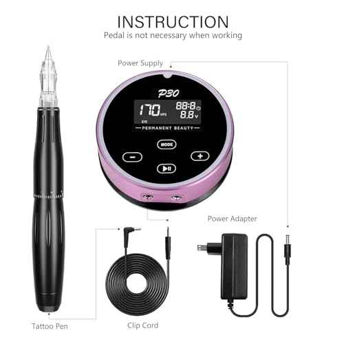 Permanent Makeup Machine Kit ? BIOMASER P30 Permanent Tattoo Machine kit Microblading Machines with Swiss Motor Rotary Pen Mini Power Supply Cartridge Needles for Eyebrow Eyeliner Lip