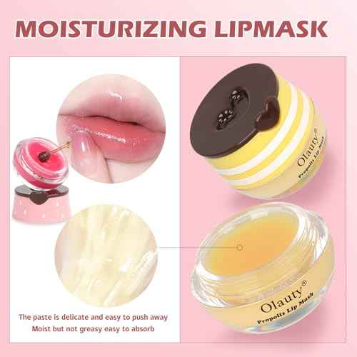 3 PCS Bee Lip Balm Honey Pot,Strawberry, Watermelon, Honey Flavors,Hydrating Lip Masks Overnight Reduces Lip Lines,Lip Prevention Dry &Cracked, Lip Balm Bulk, Christmas Gifts