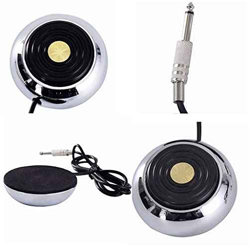 JinYan Tattoo Foot Pedal,Round Stainless Steel Tatto Foot Pedal Gem Style 360 Degree Switch With 5¡± ft Clip Cord for Tattoo Machine Power Supply Tattooing Kits Supplies