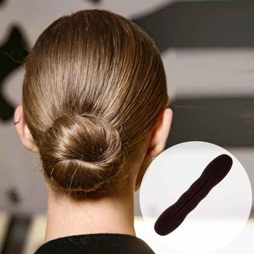 2 Pcs Hair Bun Maker for Women, Non-Slip Bun Updo Curler, Sponge Hair Bun Shaper, Hair Styling Accessories for Long Thin Straight Wavy Hair (Brown)