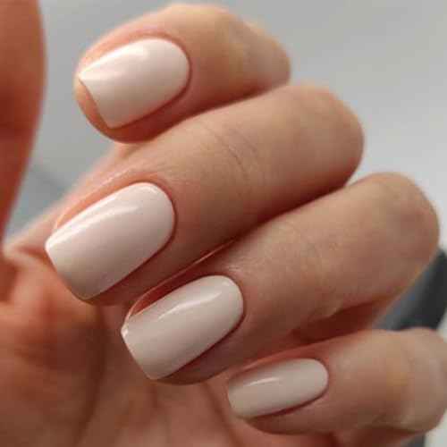 Modelones White Press on Nails, Short Square Fake Nails, Reusable Nail Kit with Nail Glue Adhesive Tabs Mini Nail File, Christmas Nails Press Ons 32Pcs16 Sizes, Women Girl Gift